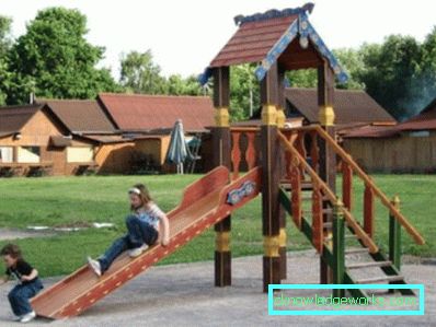 Safe children's slide in the country