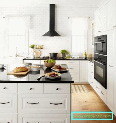 415-Black-and-white kitchen - 100 photos