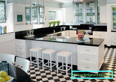 415-Black-and-white kitchen - 100 photos