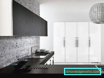 415-Black-and-white kitchen - 100 photos