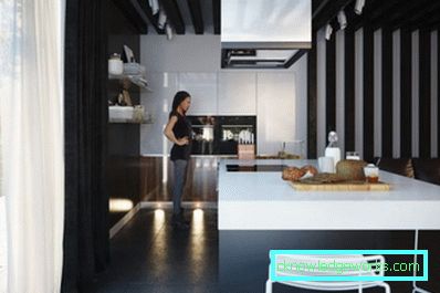 415-Black-and-white kitchen - 100 photos
