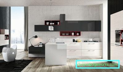 415-Black-and-white kitchen - 100 photos
