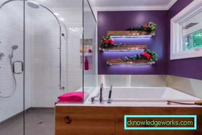 Purple bathroom - an unusual color design solution