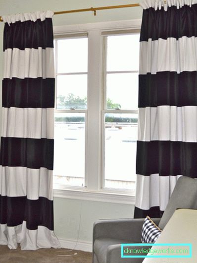 Black and white curtains - perfect design options for 77 photos