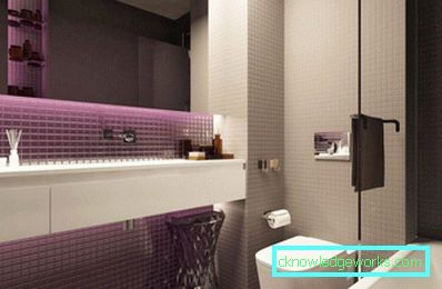 Violet bathroom - an unusual color design solution