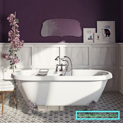 Purple bathroom - an unusual color design solution