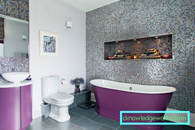 Violet bathroom - an unusual color design solution