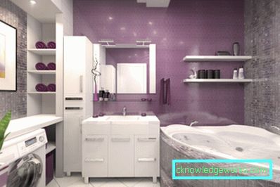 Violet bathroom - an unusual color design solution