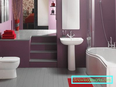 Violet bathroom - an unusual color design solution