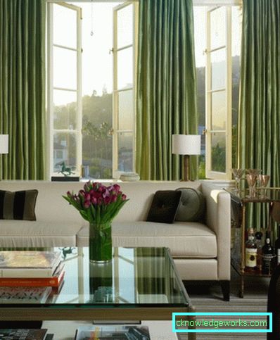 Green curtains - 88 photos of the best ideas how to combine beautifully