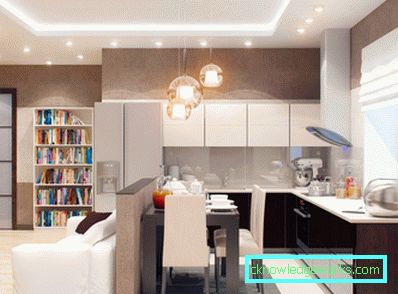 Design kitchen-living room of 20 square meters. m