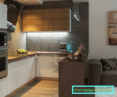 Design kitchen-living room of 20 square meters. m