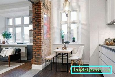 Kitchen design in a one-room apartment