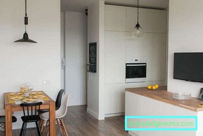 Kitchen design in a one-room apartment