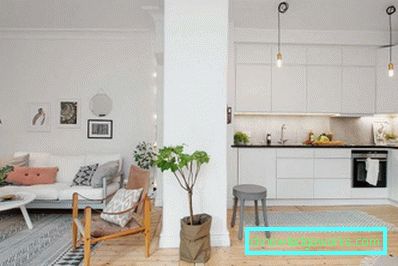 Kitchen design in a one-room apartment