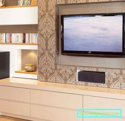 Wall design with a TV in the living room - photo design ideas