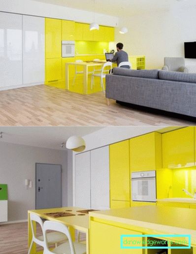 306-Kitchen in lemon color - 75 photos