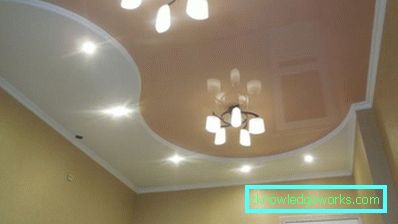 384-Stretch ceiling in the kitchen - 100 photos
