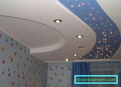 Stretch ceiling in the bedroom - photo design