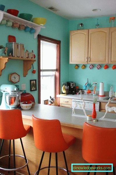 Orange kitchen in the interior - a successful combination