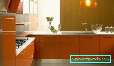 Orange kitchen in the interior - a successful combination