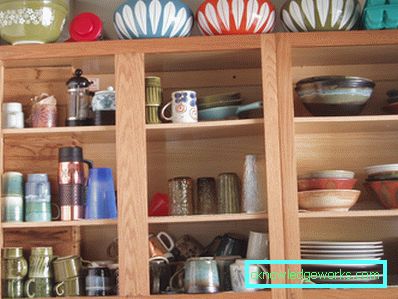 Cabinet for dishes in the kitchen