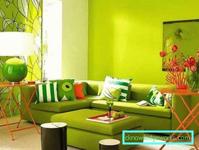 The combination of colors in the interior of the living room - examples of fashion trends in the photo