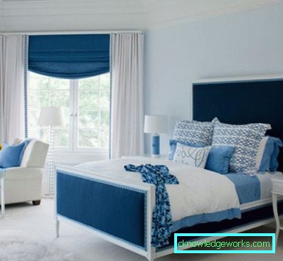 Bedroom with a blue tint - a photo of a stylish interior