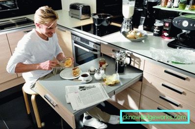 Retractable table in the kitchen